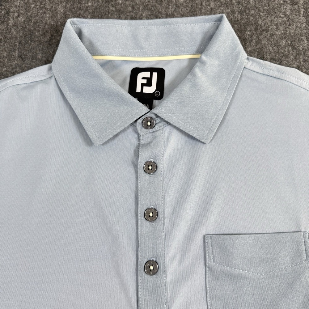 FootJoy FJ Mens Golf Polo Shirt Size L Blue Short Sleeve Pocket Performance